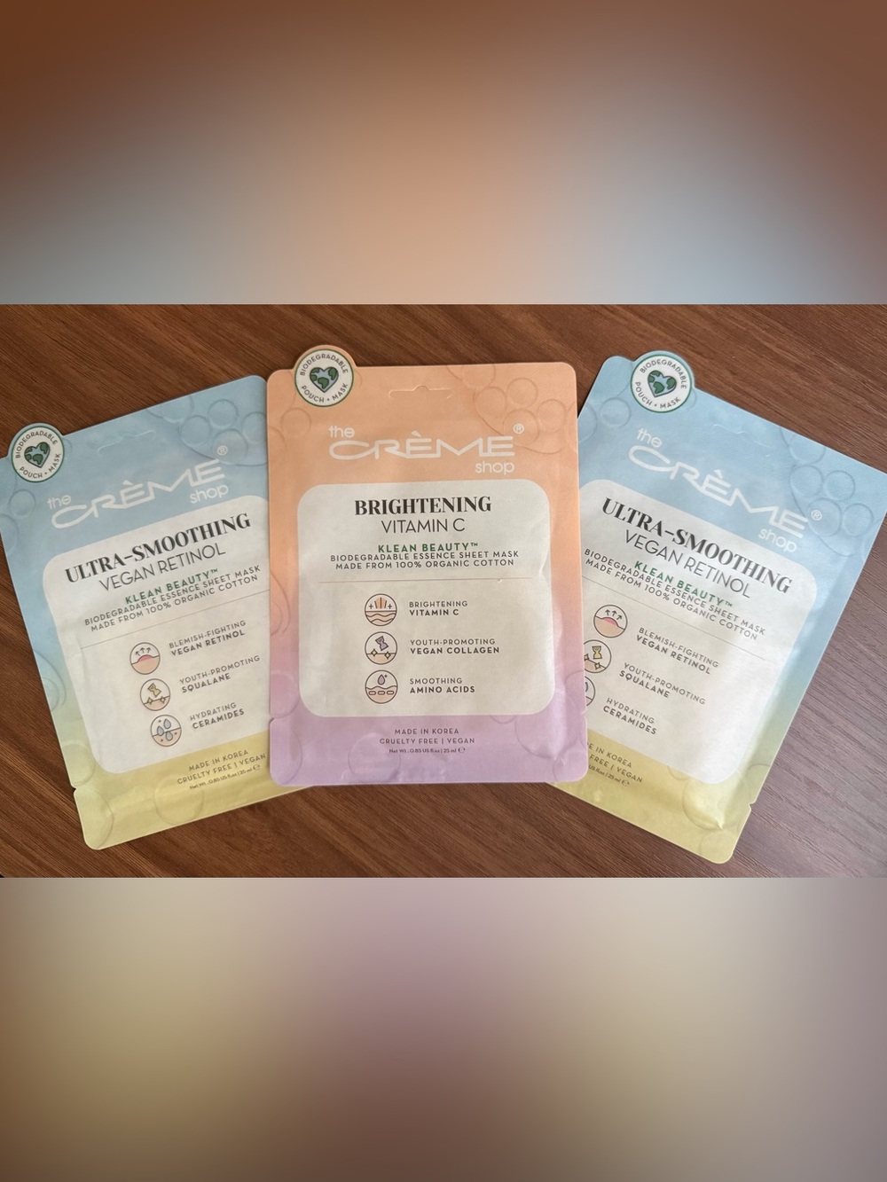 The Creme Shop Brightening Vitamin C / Vegan Retinol Sheet Masks - 3pc Bundle